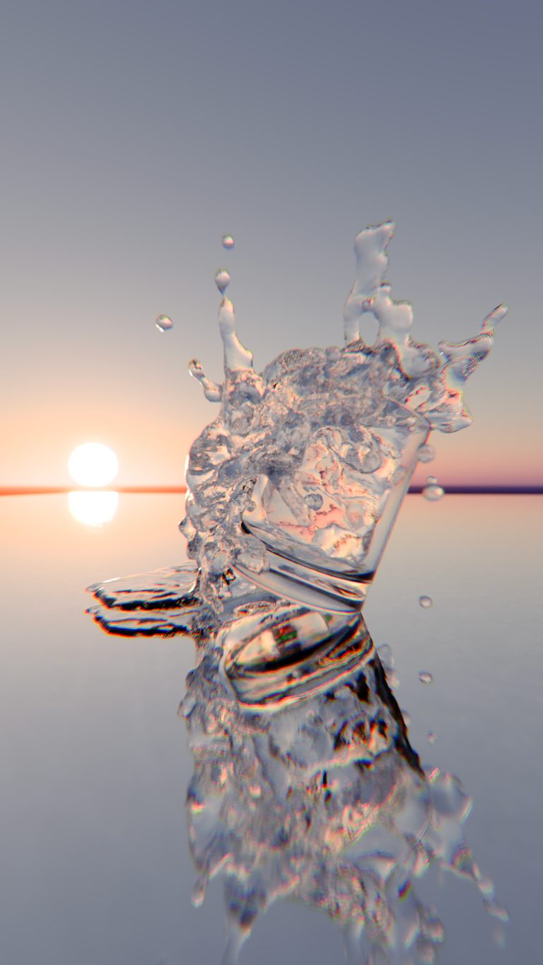 Blender 渲染：液体与材质实验，竖构图特写