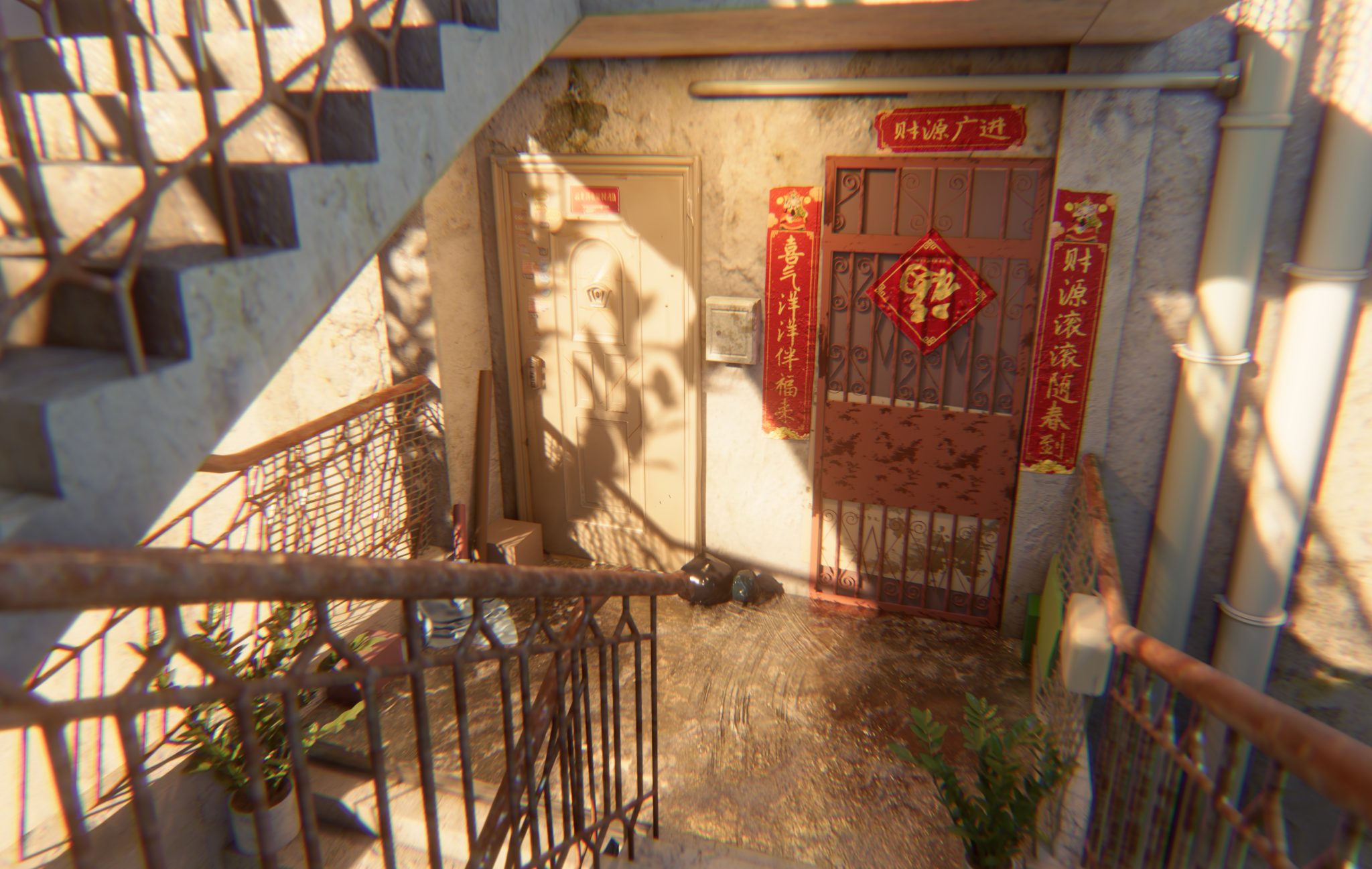 Blender 渲染：老居民楼楼梯间另一视角