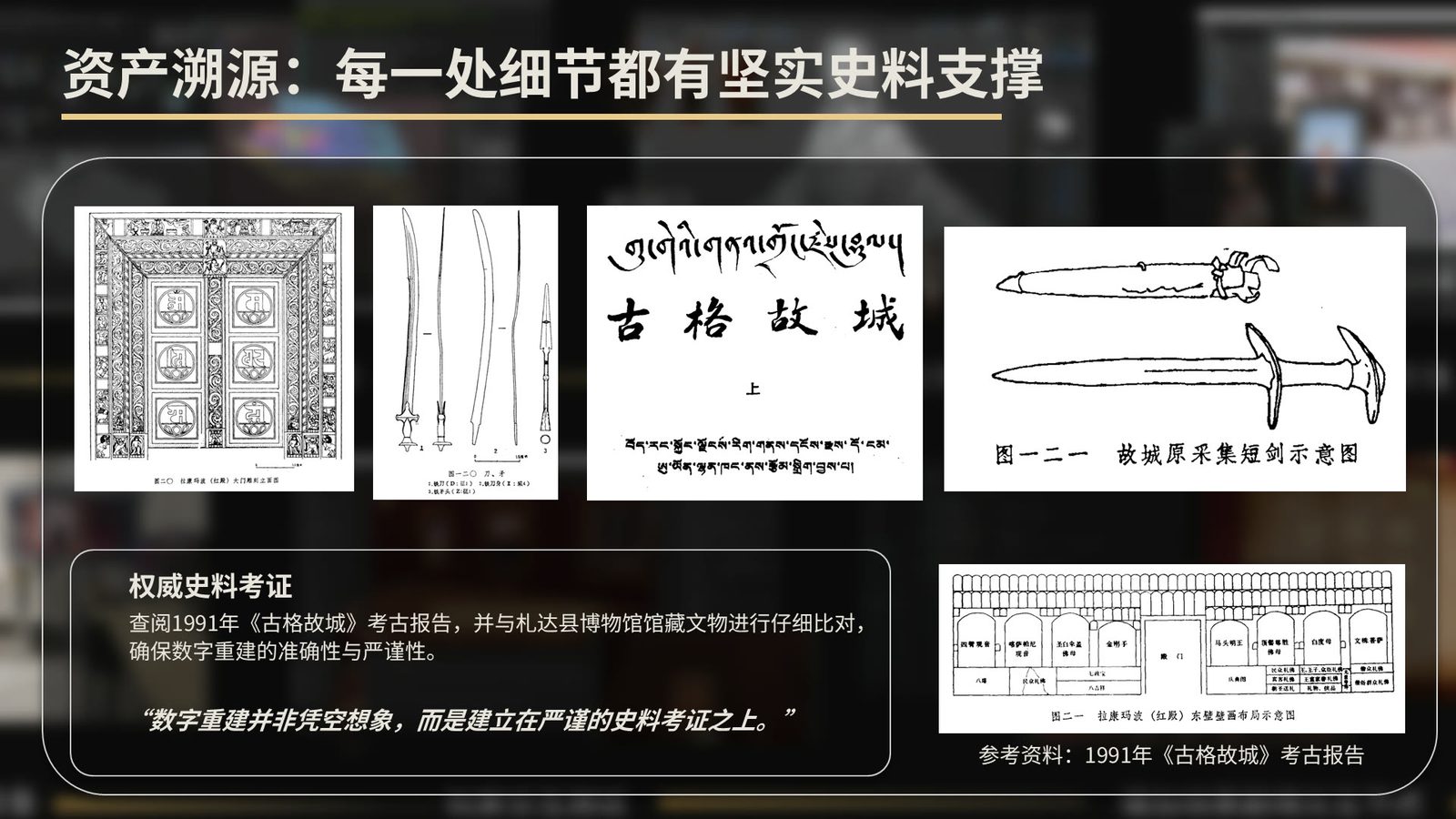演示文稿第 23 页：资产溯源，引用 1991 年《古格故城》考古报告